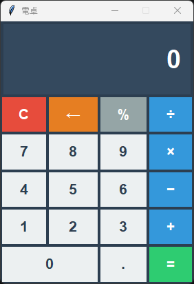 シンプル電卓 起動時の画面