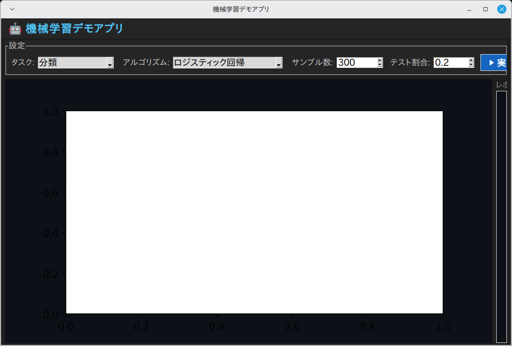 機械学習デモアプリ 実行画面（Linux Mint）