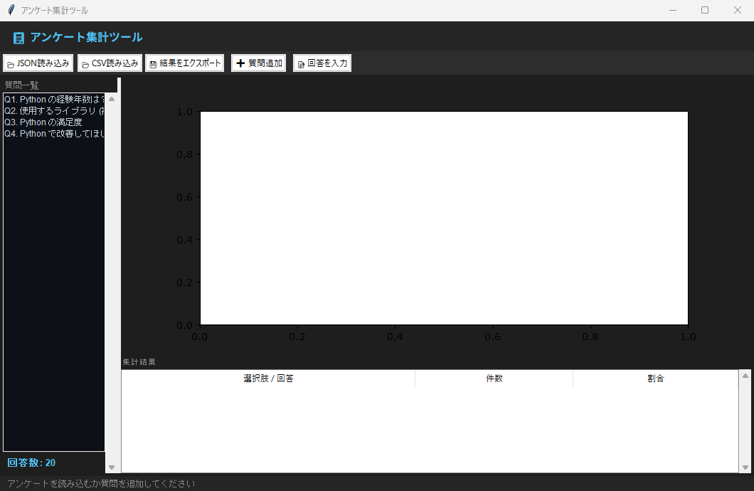 アンケート集計ツール 実行画面（Windows）